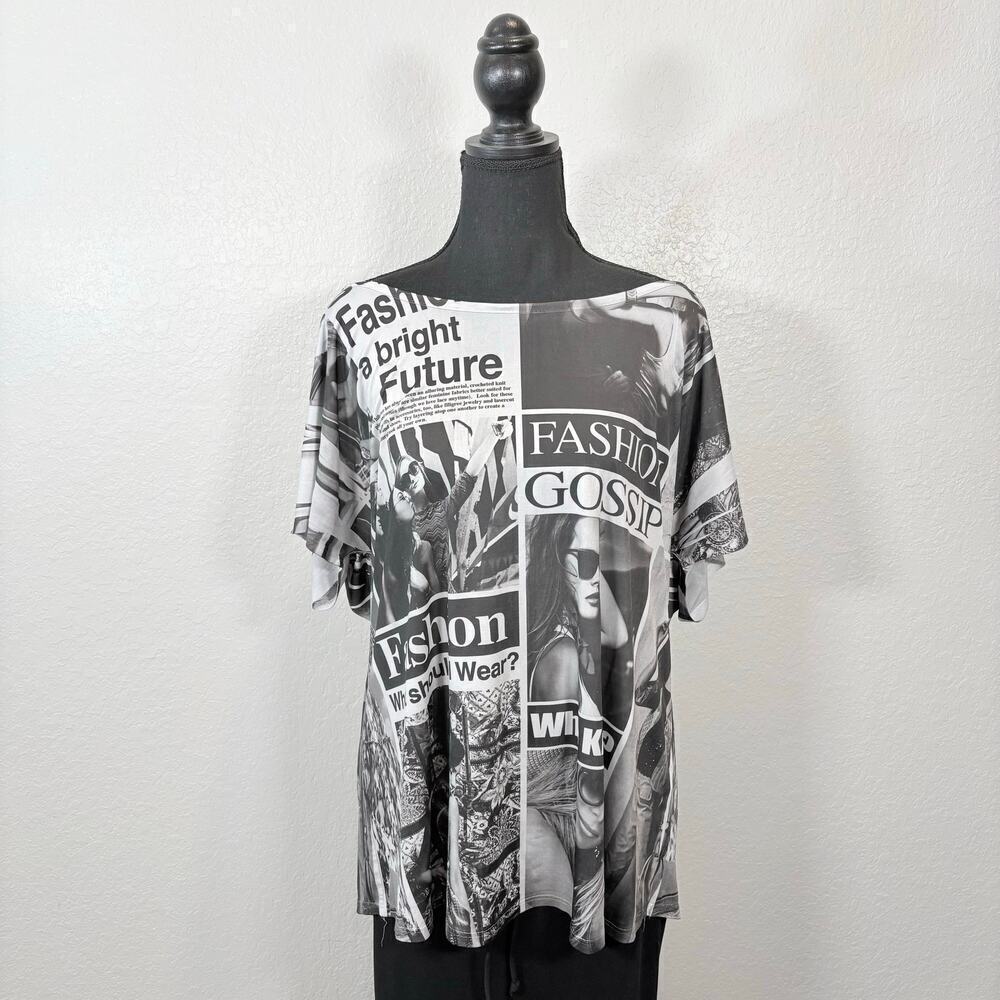VINTAGE C'EST MOI Tabloid Subliminal Tunic Sz2X Metropolitan Androgynous Edgy - Picture 3 of 10